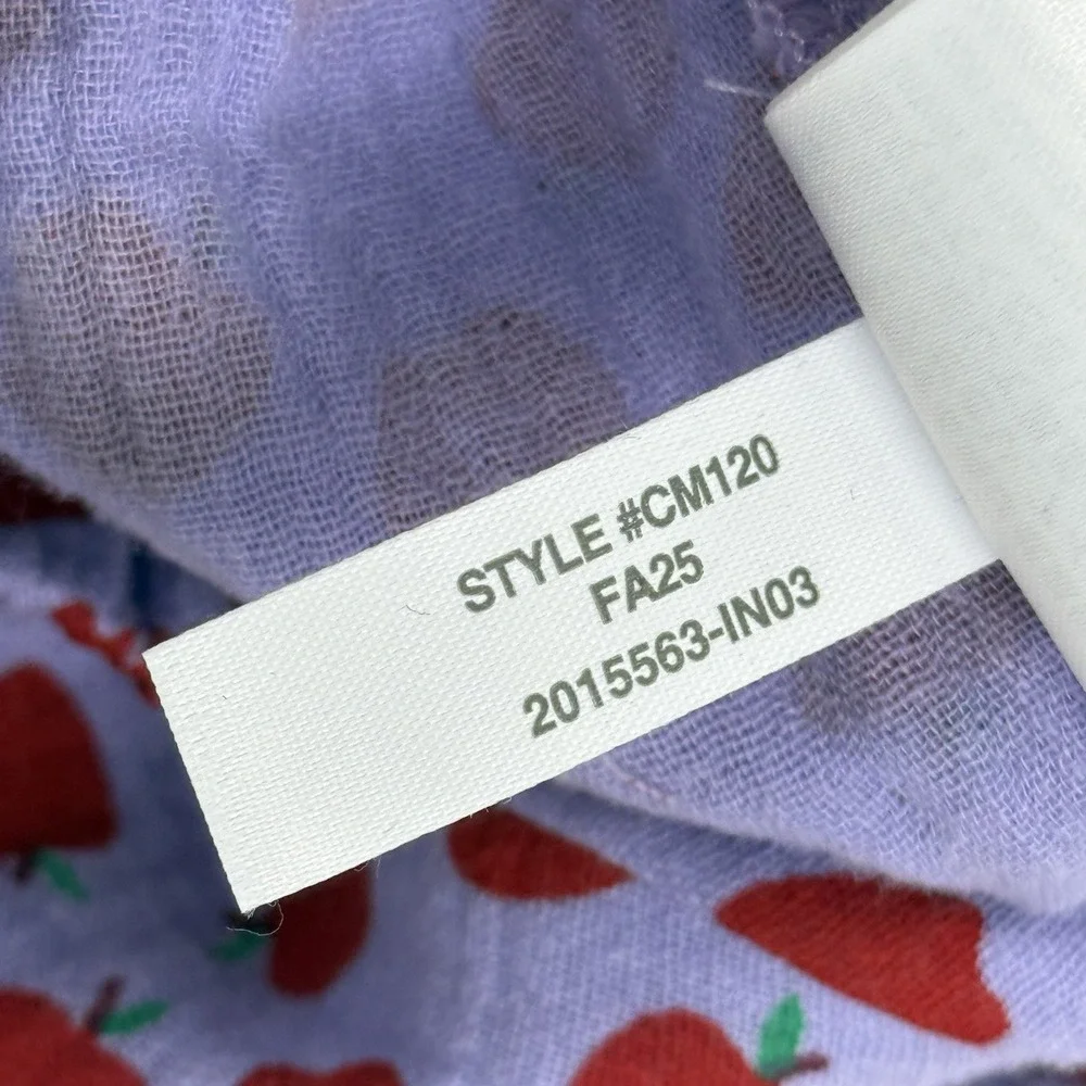 New Crewcuts J Crew Muslin Gauze Ruffle Top Pant Set Girl 6M 12M Apple Print